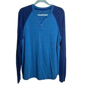 Chip & Pepper Henley Shirt Men's XL Blue Long Sleeve Quarter Button